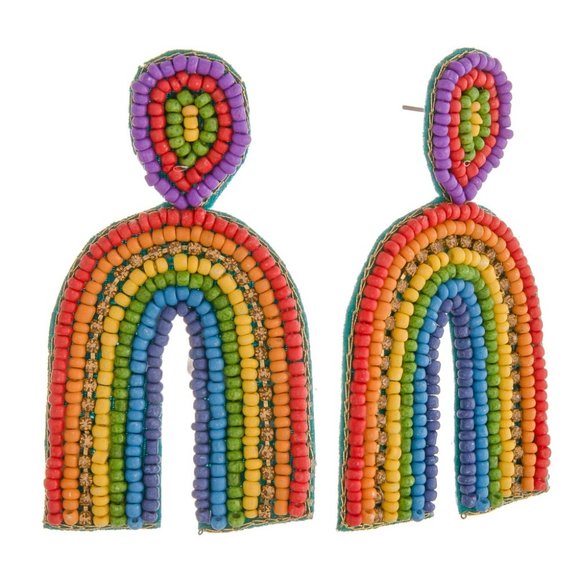 Beaded Rainbow pierced earrings - PRIDE - Picture 2 of 2